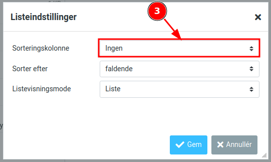 Tryk sorteringskolonne